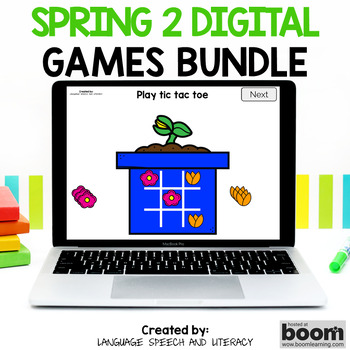 Preview of Spring Speech Therapy Digital Games, Boom Card Games, Incentives
