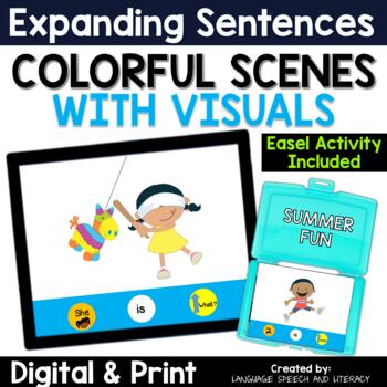 Preview of Spring Speech Therapy, Picture Scenes for Speech Therapy, Pronouns, Verbs