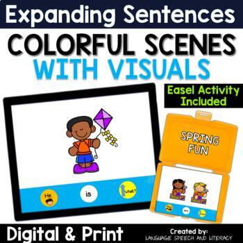 Preview of Spring Speech Therapy, Picture Scenes for Speech Therapy, Visuals, Pronouns