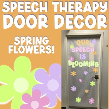 Preview of Spring Speech Therapy Room Decorations- Speech Door & Bulletin Board Decor