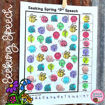 Preview of Spring Speech Therapy Seeking Activity S L R TH SH CH J and Blends plus more