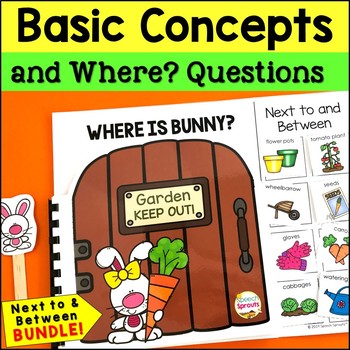 Preview of Spring Speech Therapy Where Questions Spatial Concepts Interactive Books Bundle