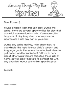 Spring Speech And Language Packet Learning Through Play By Jenna Rayburn Kirk