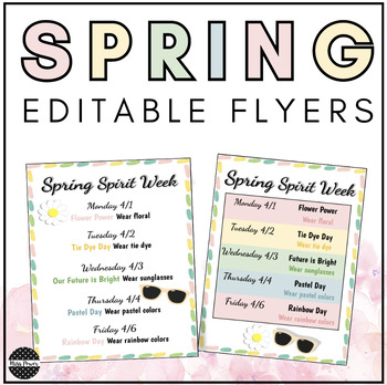Preview of Spring Spirit Week | Spring Party | Spirit Week Editable  | Dress Up Days