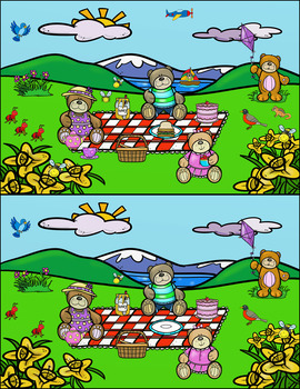 Spring Visual Perception Spot the Differences Worksheets FREEBIE!