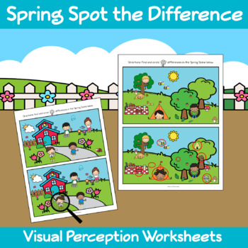 Spring Spot the Difference Visual Perception Worksheets Occupational ...