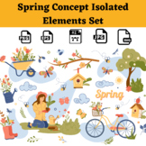 Spring® Spring Concept Isolated Elements Set - Cartoon Vec