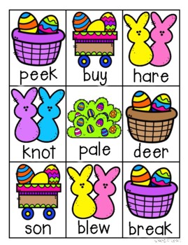 Spring Spring Smileys: Homophone Word Match Center | TPT