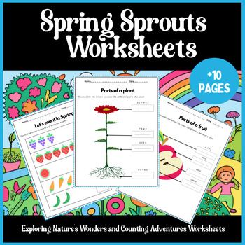 Preview of Spring Sprouts Exploring Nature's Wonders and Counting Worksheets | Spring Theme