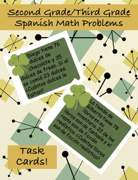 Preview of Spring/St. Patrick's Day Math Bundle!- Spanish Word Problems (2.4C and 2.OA.A.1)