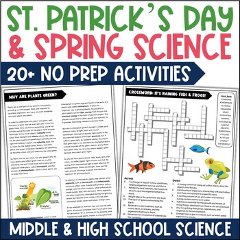 Preview of Spring & St Patrick's Science Sub Plans Middle & High School 6th 7th 8th 9th