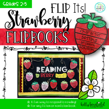 Preview of Spring Strawberry Flipbook Reading Response Activity and Bulletin Board