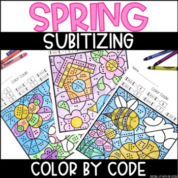 Preview of Spring Subitizing Dot Patterns | Color By Number | Number Sense Activity