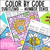 Spring Subitizing Dot Patterns | Color By Number | Number Sense Activity