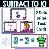 Spring Subtract to 10 Task Cards - Subtraction Task Cards 