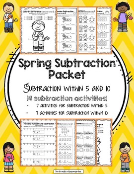 Preview of Spring Subtraction Packet - Subtraction within Five and Ten