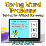 Spring Subtraction Word Problems Boom Deck - No Regrouping