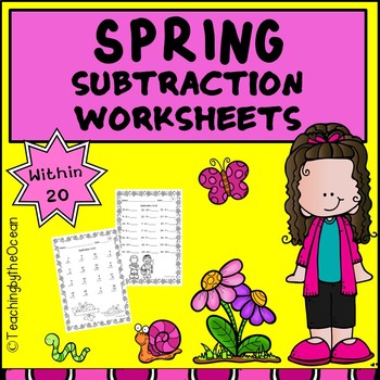 Preview of Spring Subtraction to 20 Fact Fluency Worksheets