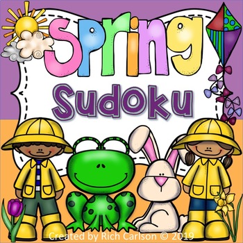 Spring Sudoku! Spring Sudoku Addition Practice FUN! (Black Line)