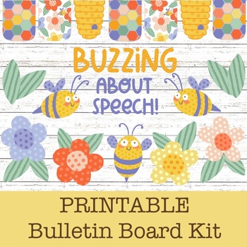 Preview of Spring/Summer Bees Speech Therapy Bulletin Board Kit, Classroom/Door Decor