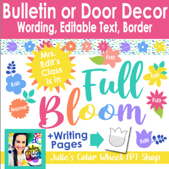 Preview of Spring Summer Blooming Door Bulletin Board Decor Decorations Writing Page Border