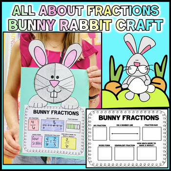 Preview of Spring Summer Bunny Fraction Craft- Bulletin Board Hallway- March April May