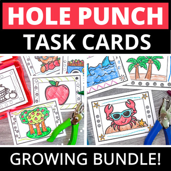 Preview of Spring Summer Fall Winter Line Tracing Practice Fine Motor Hole Punch Activities