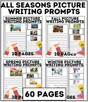 Preview of Spring Summer Fall Winter | Picture Writing Prompts | 60 Pages ELA All Year