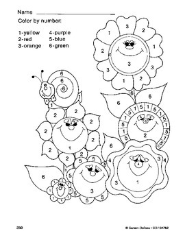 flower color by number printable
