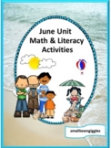 Spring Summer Math Literacy Cut and Paste Worksheets Summe