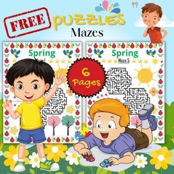 Preview of Printable Winter | Spring Mazes Puzzles - Fun Winter Activities brain Games