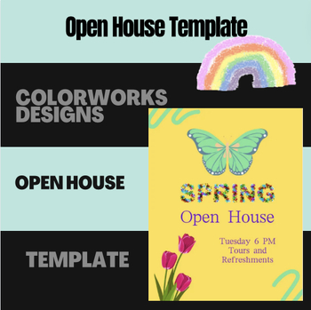 Preview of Spring| Summer Open House Printable Canva Template Invitation| Advertising