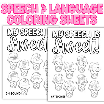 Preview of Spring/Summer Speech Therapy Activity Articulation & Language Coloring Sheets