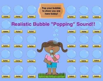 Preview of Spring & Summer Themed "Bubbles" SMART Board Attendance w/ SOUND and ANIMATION
