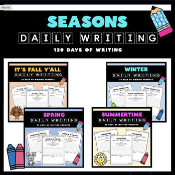 Preview of Spring Summer Winter & Fall Daily Writing Prompt Bundle -Seasons Writing Prompts