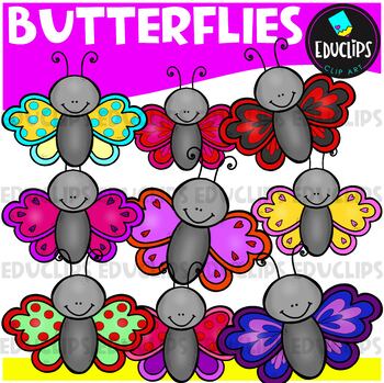 Preview of Colorful Butterflies Clip Art Set {Educlips Clipart}