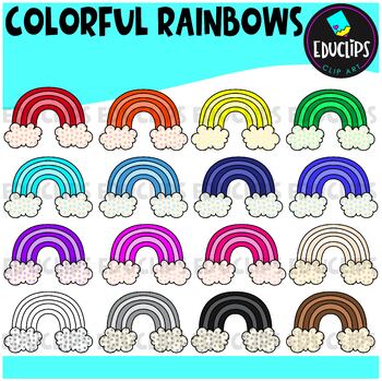 Preview of Colorful Rainbows Clip Art Set {Educlips Clipart}