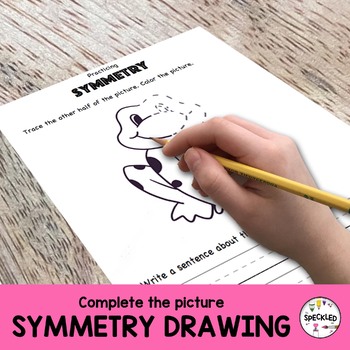 Preview of Spring Symmetry Drawing Activity with Literacy and Math. Complete the picture