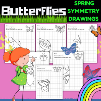 Preview of Spring Symmetry Drawings Butterflies On Grid Activity
