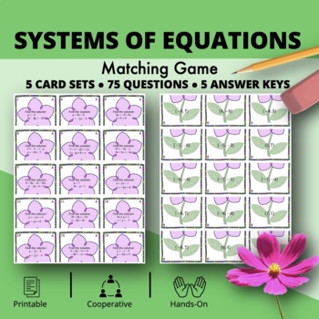 Preview of Spring: Systems of Equations Matching Game