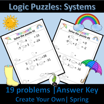 Preview of Spring Systems of Equations | Number Sense Logic Puzzles | Algebra 1