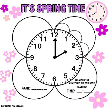 Preview of Spring TIME flowers! Telling Time and Elapsed Time FREEBIE