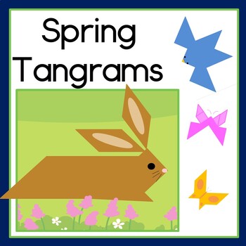 Preview of Spring Printable Tangram Puzzles Congruent 2D Shapes Math Center and Worksheets