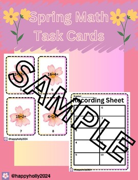 Preview of Spring Task Cards! Math Addition Practice