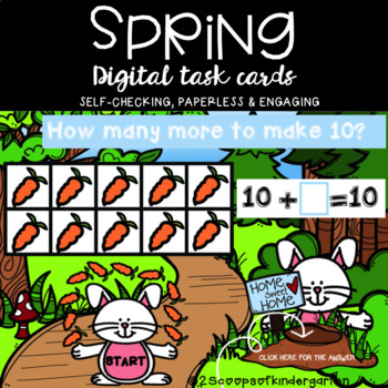 Preview of Spring Ten Frame (How Many More to Make 10?) Power Point Game (Bunny Theme)