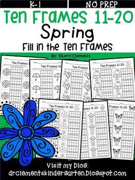 Preview of Spring Ten Frames | Worksheets | Numbers 11-20 | Teen Numbers