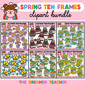 Preview of Spring Ten Frames Clipart Bundle