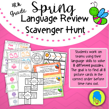 Preview of Spring Test Prep Fourth Grade Language Review Scavenger Hunt