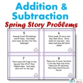 Spring Theme Addition and Subtraction Word Problem Task Cards