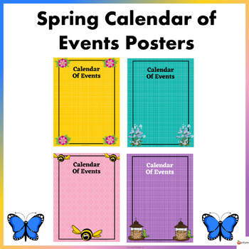 Preview of Spring Theme Calendar of Events Poster Editable